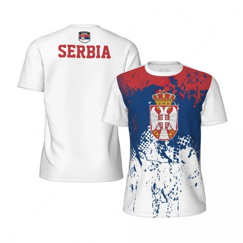 Fashion Serbia Flag Graphic Football T Shirts