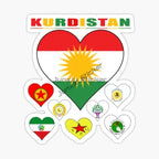 Kurdistan Map National Flag and Emblem Sticker