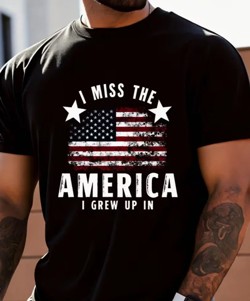 Men'S T-Shirt Featuring The Design of The American Flag