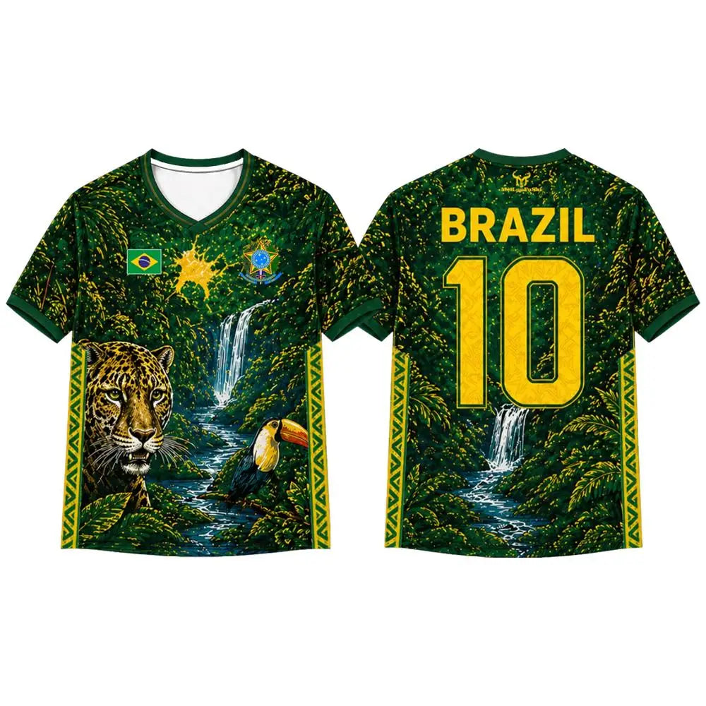 Brazil Flag Printed Jersey Tee Shirt