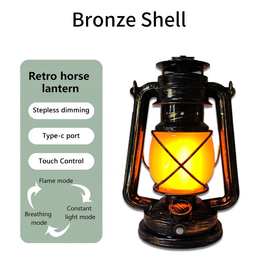 Retro Portable LED Horse Lantern Lamp Rechargeable