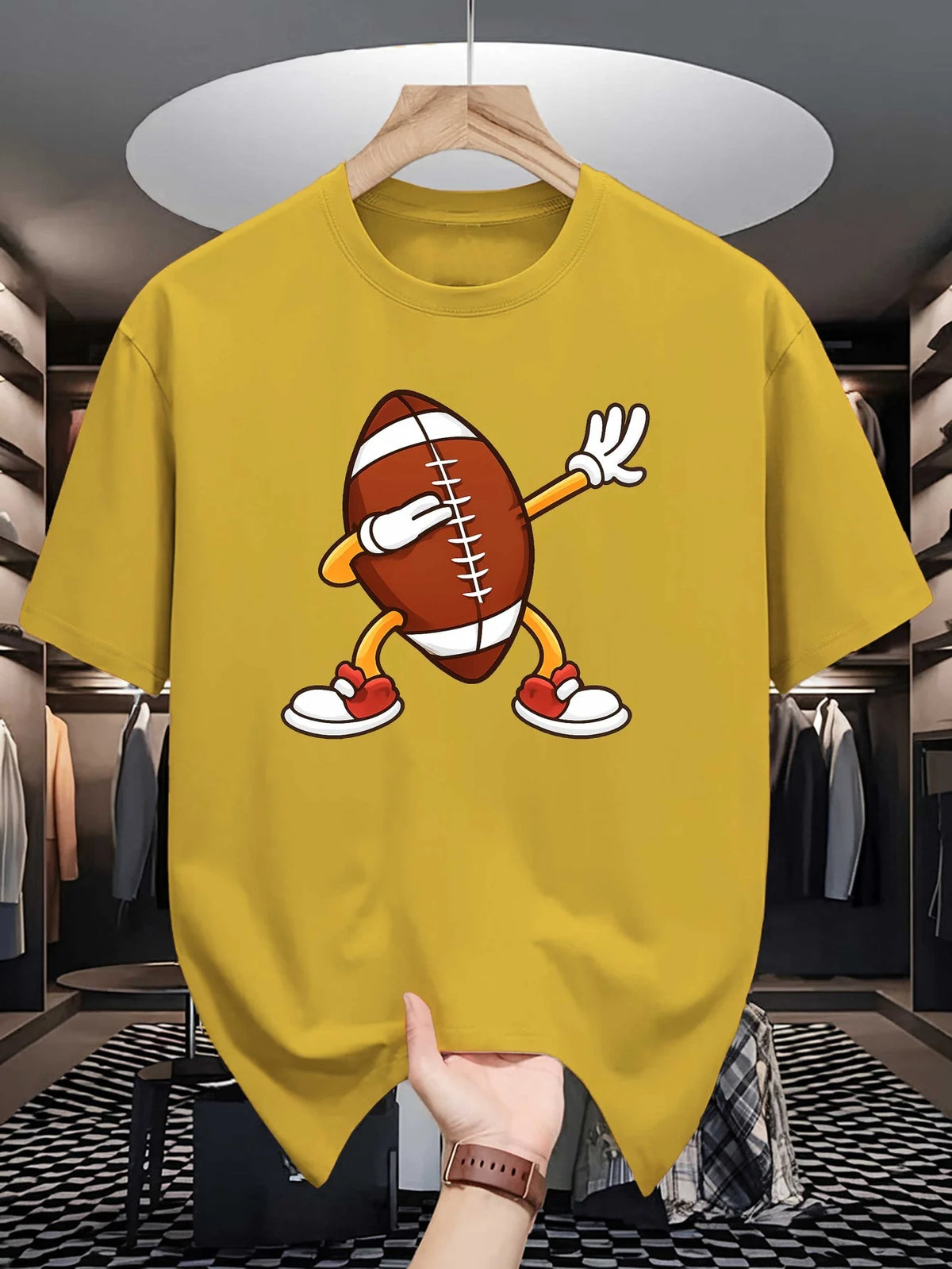 Mens Crew Neck T Shirt Dabbing American Football