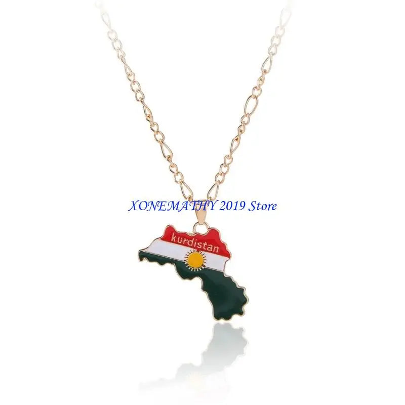 Kurdistan Map Flag Pendant Necklace, Keychain