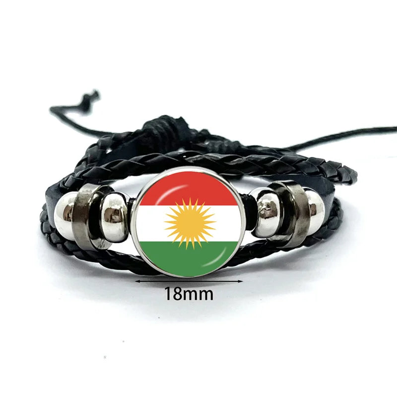 Kurdistan Flag Glass Pendant Keychain Jewelry Charm Bag Souvenir Key Ring