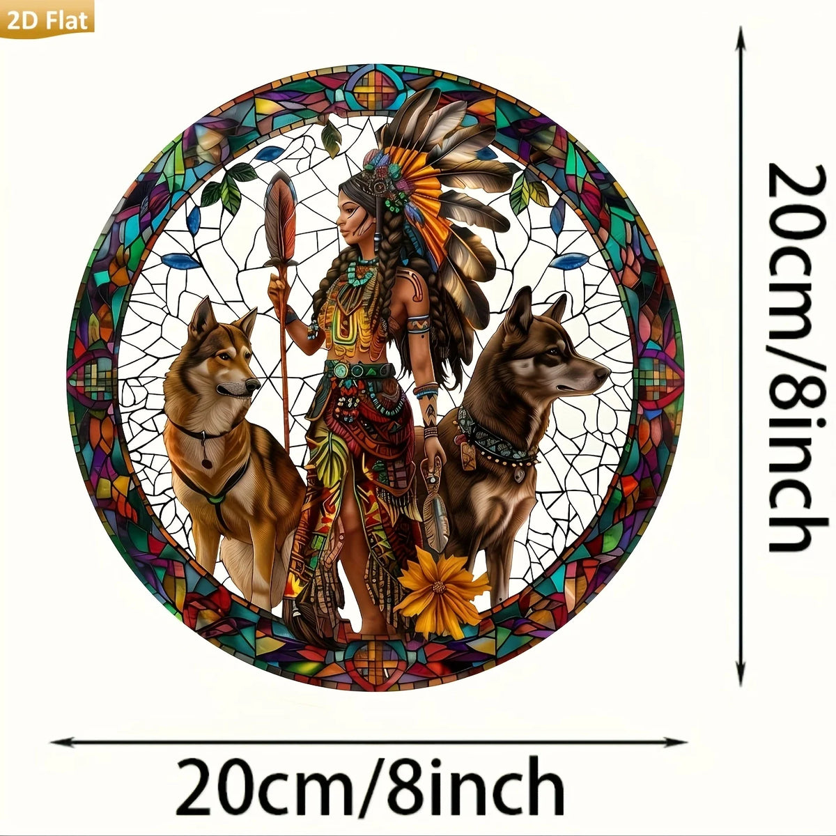 Indigenous Woman Vibrant Acrylic Suncatcher
