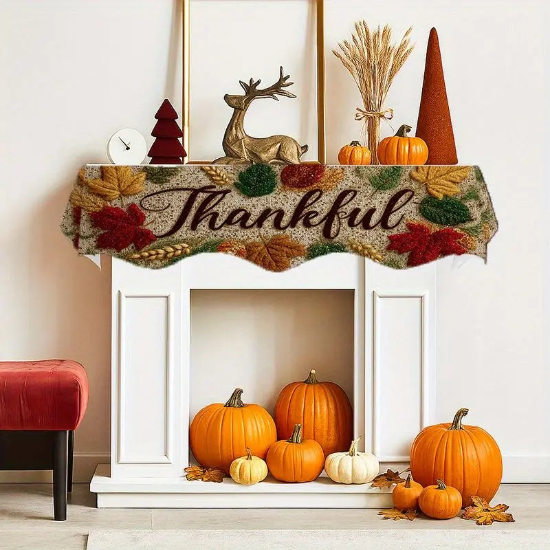 Fall Mantel Scarf Harvest Maple Leaf Fireplace Top Runner