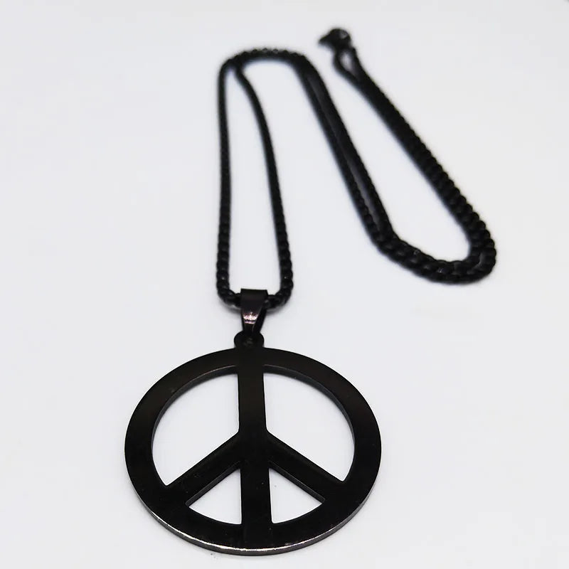Goth Punk Peace Sign Symbol Pendant Necklace