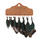 Vintage Bronze Irregular Geometric Triangle Arrow Tassel Dangle Earrings
