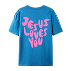 Jesus Loves Me Letter Female Cotton T-Shirts