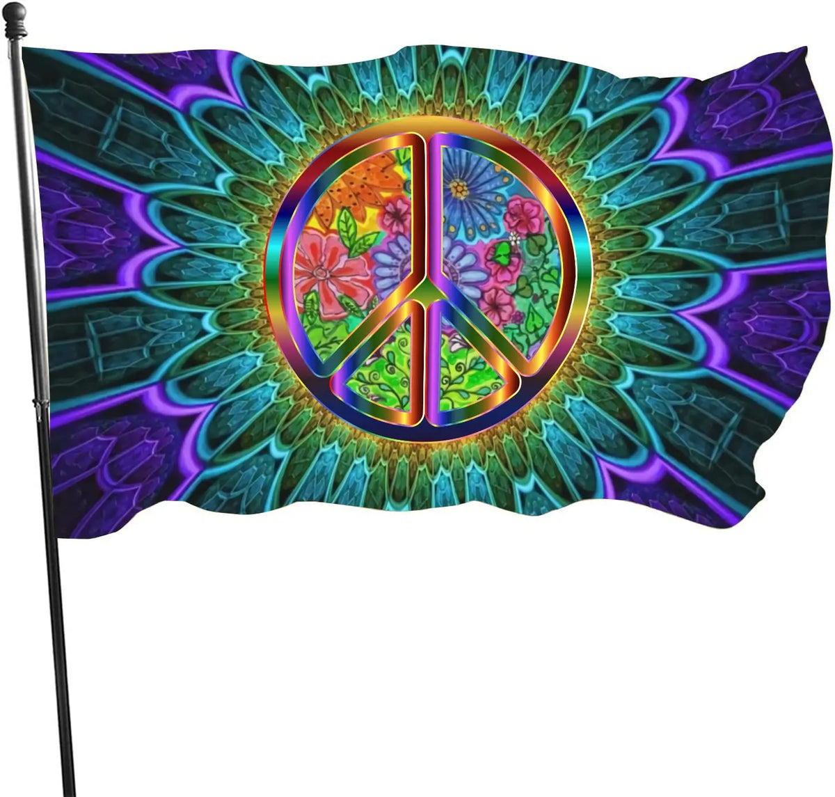Hippie Peace Sign Flag Love and Peace