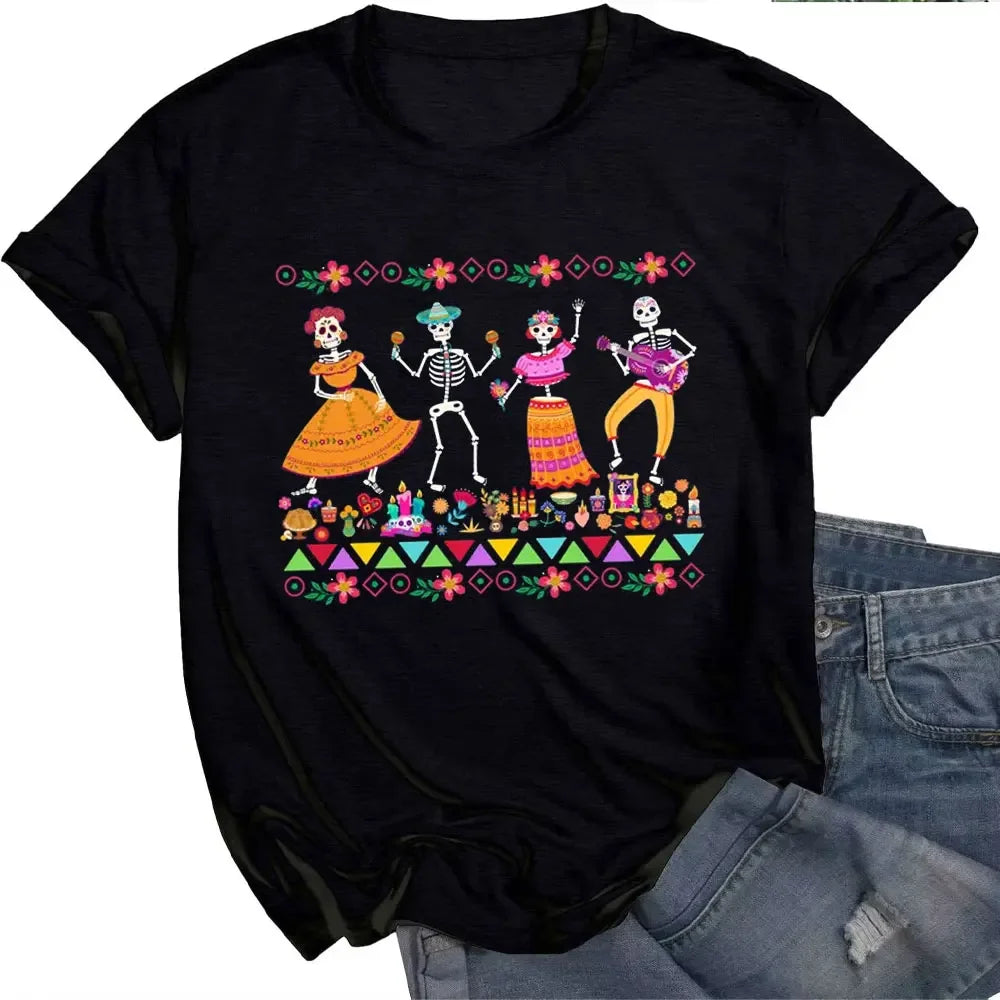 Day of The Dead Womens  T Shirt Mexican Art