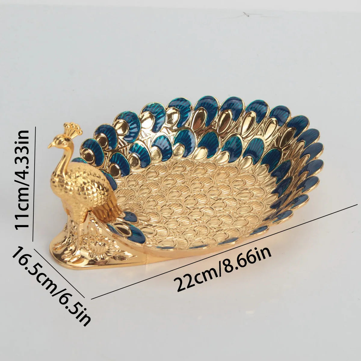Golden Peacock Decorative Tray
