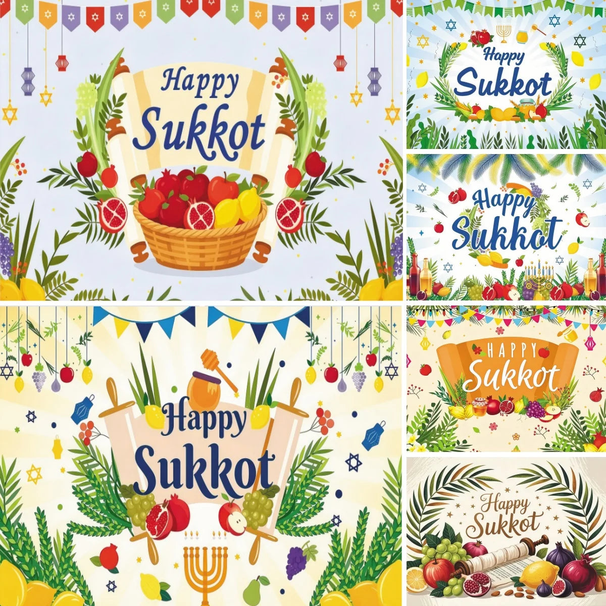 Jewish Collection Festival Rosh Hashanah Hanukkah Party Photo Backdrop