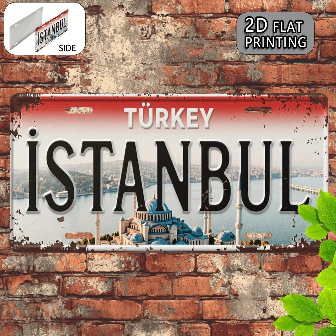 Istanbul Turkey Blue Mosque Scenery Themed Aluminum Metal Sign