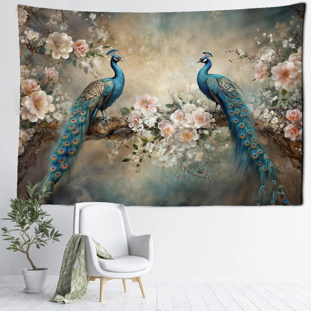 Vintage Peacock Tapestry