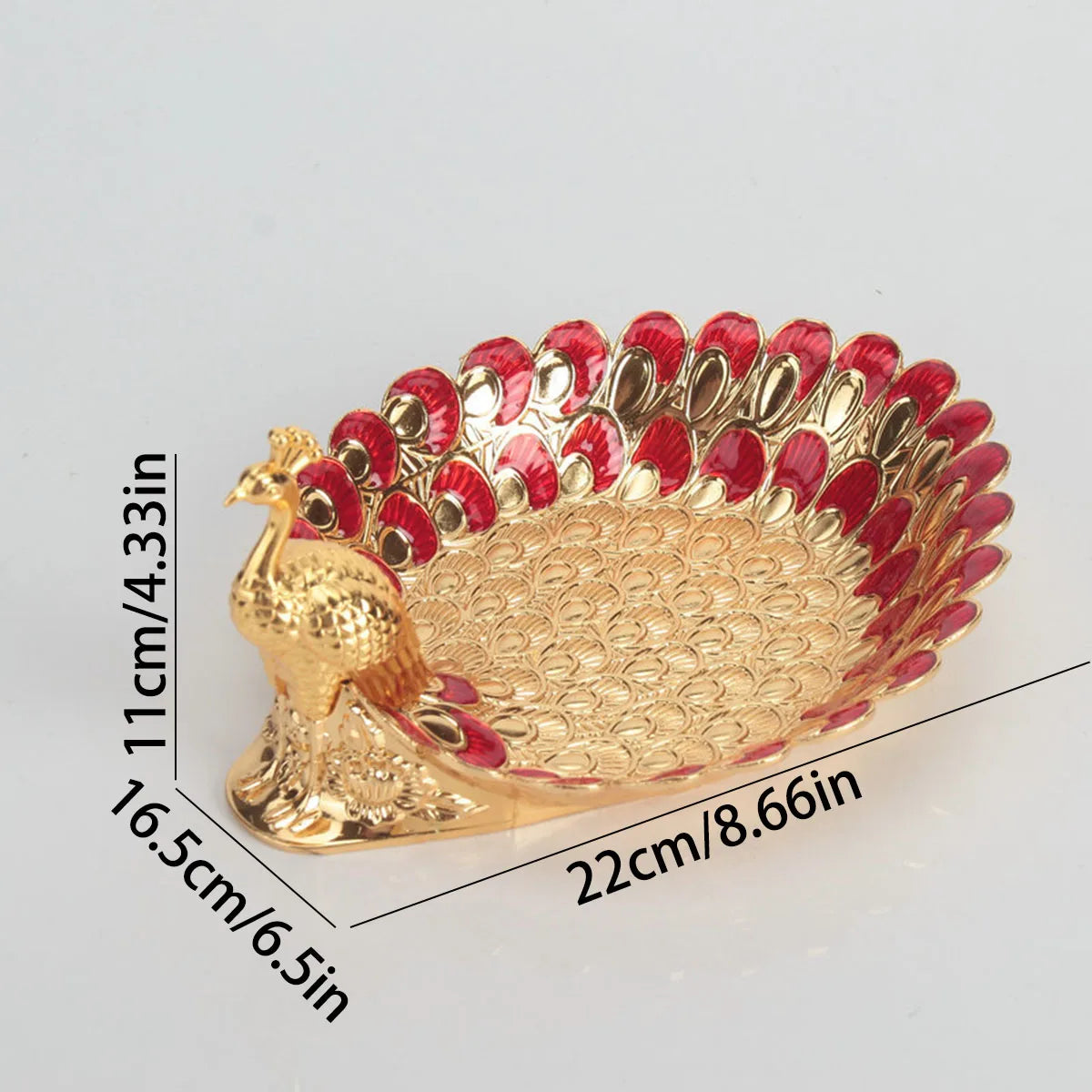 Golden Peacock Decorative Tray
