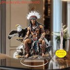 Chief and Eagle Crystal Tabletop Statue