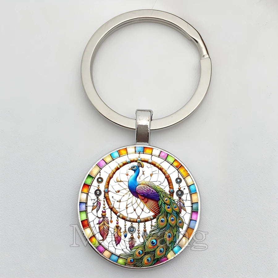 Beautiful Colorful Peacock Keychain