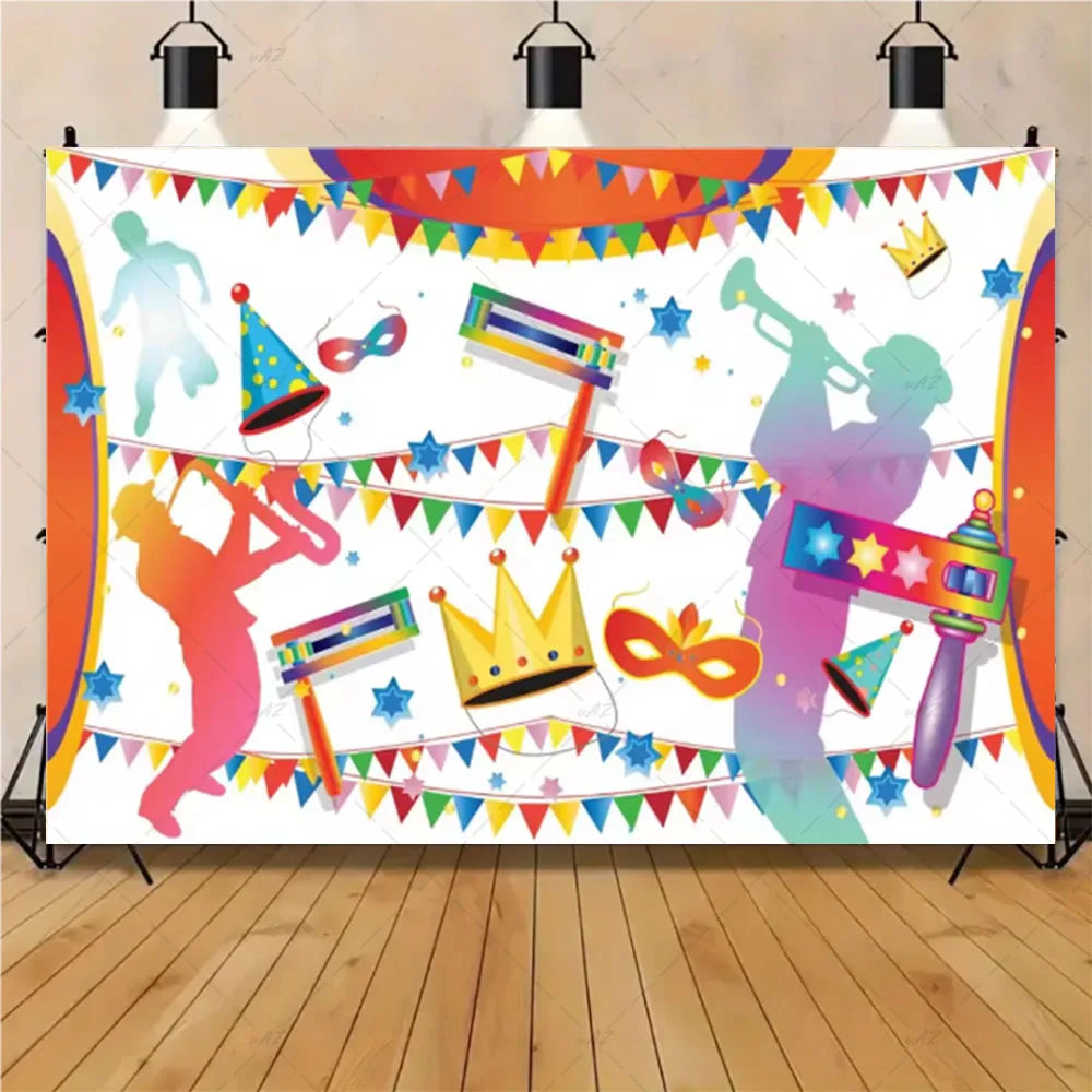 Happy Purim Rosh Hashanah Theme Backdrop Jewish New Year Party