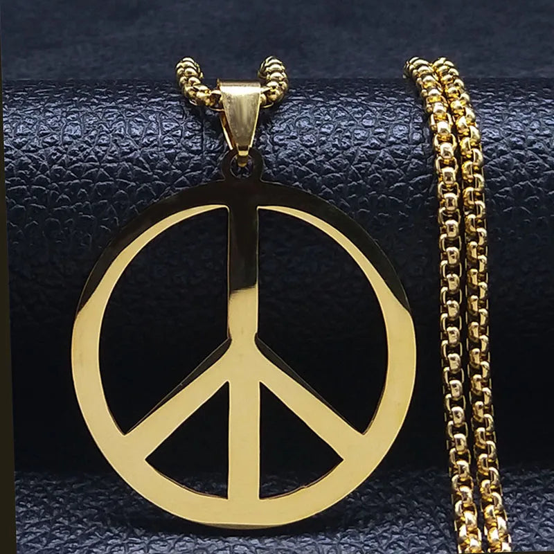Goth Punk Peace Sign Symbol Pendant Necklace