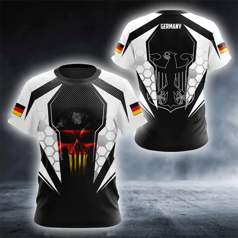 Men's German flag pattern short-sleeved shirt