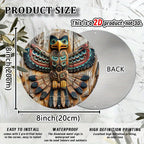 Native American Totem Pole Round Aluminum Wall Art