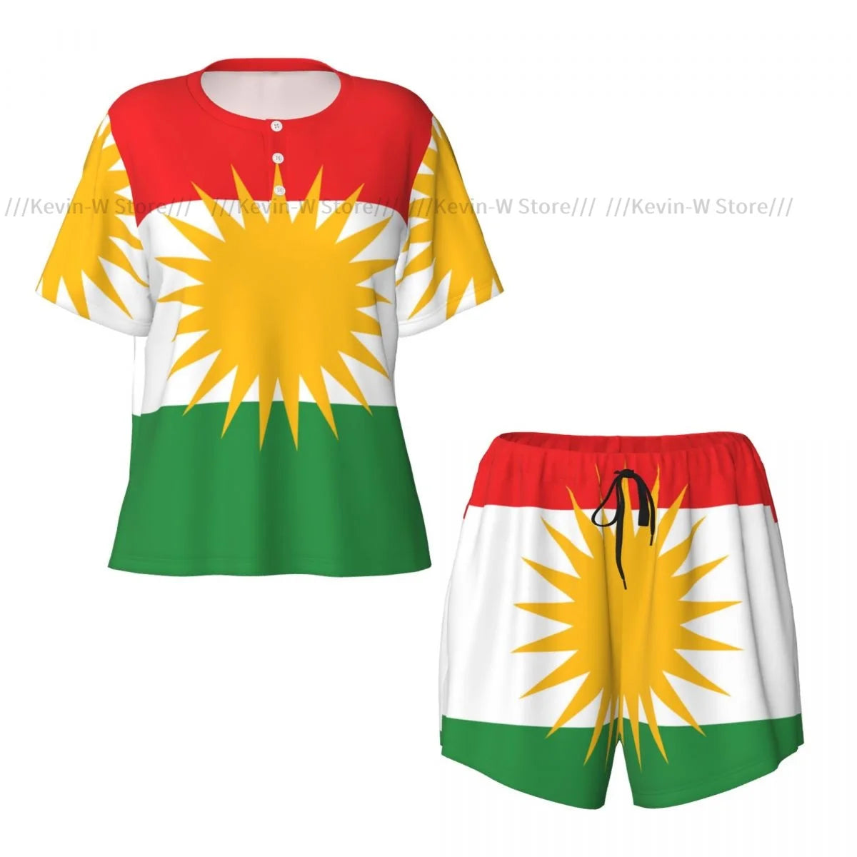 Two piece women's pajama Flag Of Kurdistan