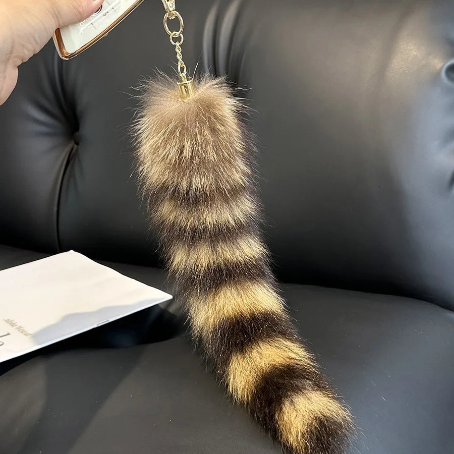 American raccoon tail keychain