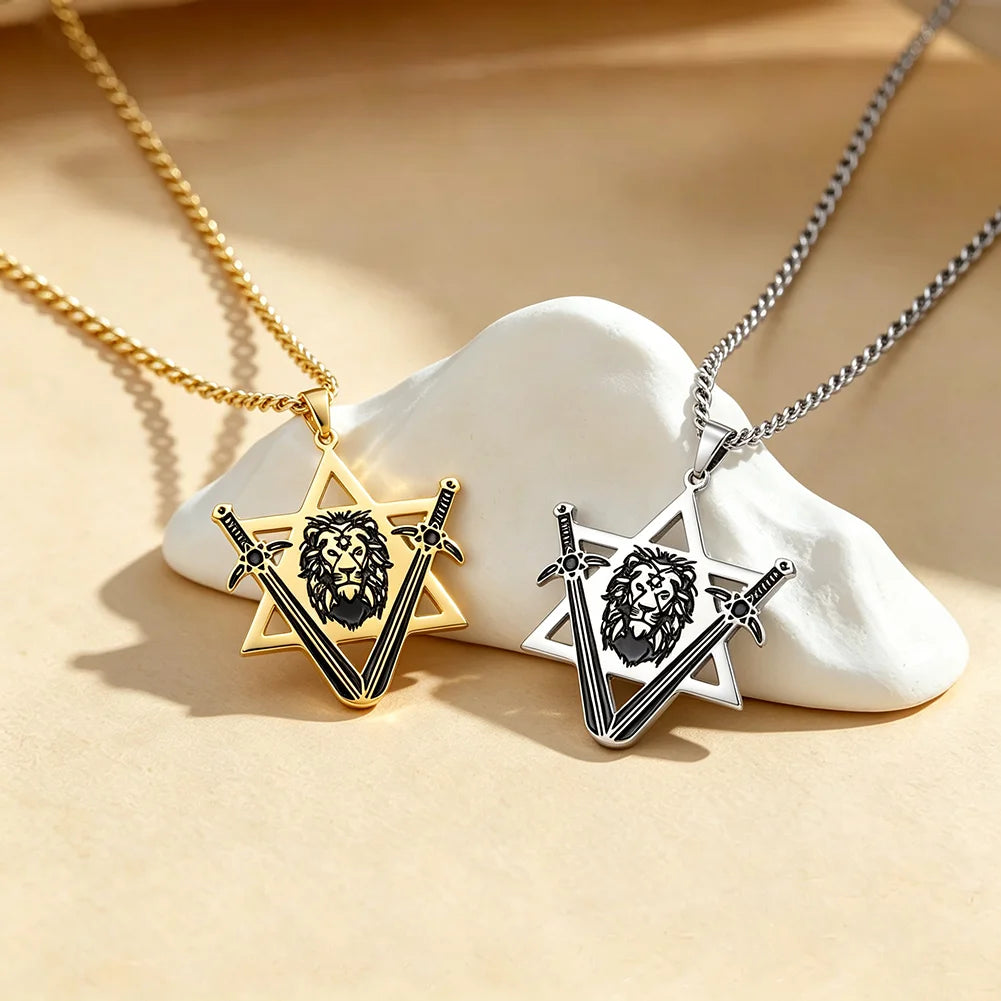 Lion Head Star Necklace