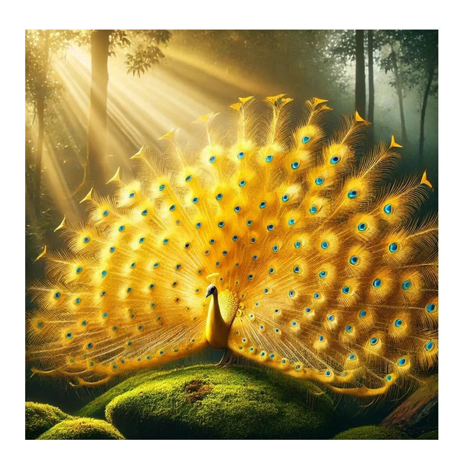 Golden Peacock Diamond Art