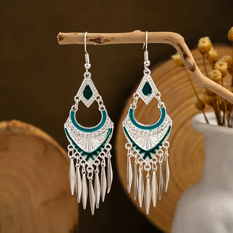 Ethnic Tibetan Silver Color Earrings