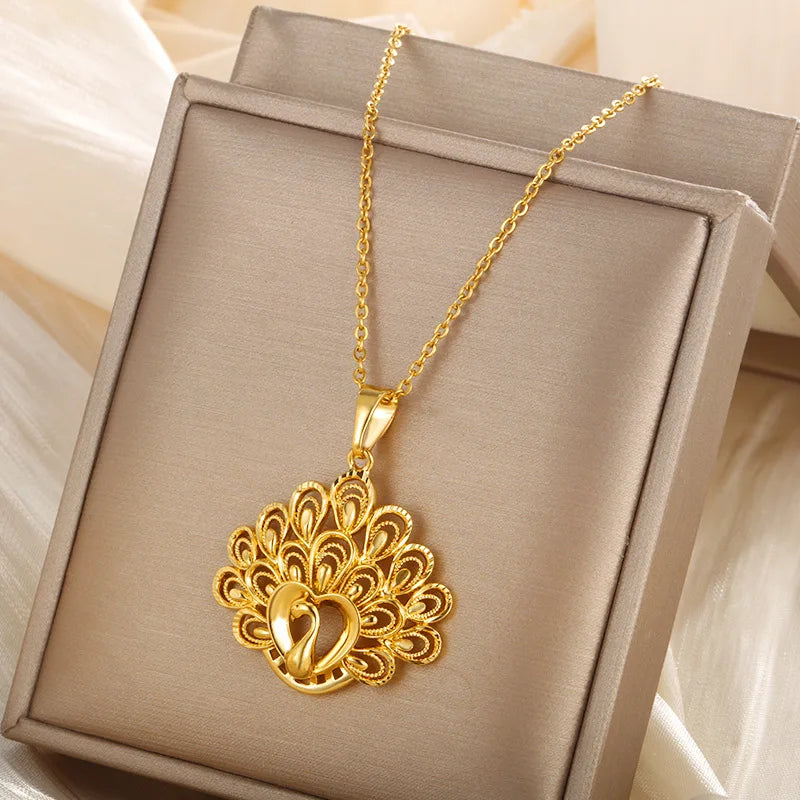Gold Peacock Necklace