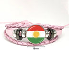 Kurdistan Flag Glass Pendant Keychain Jewelry Charm Bag Souvenir Key Ring