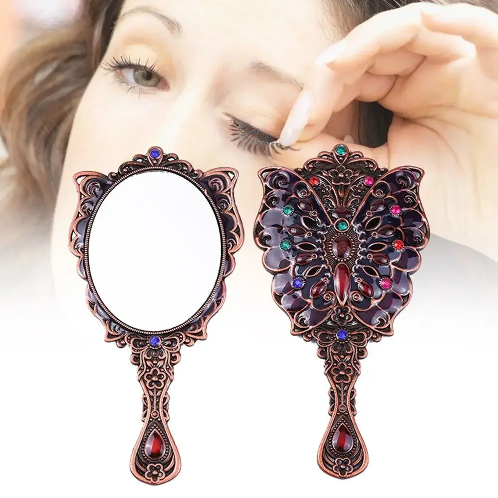 Creative Retro Peacock Open Screen Handheld Mirror