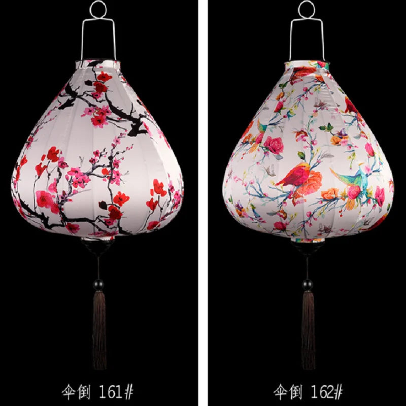 Chinese Silk Ancient Style Floral Hanging Lantern
