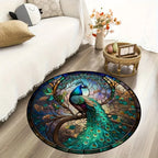 Large 3D Stained-Glass Peacock Mat