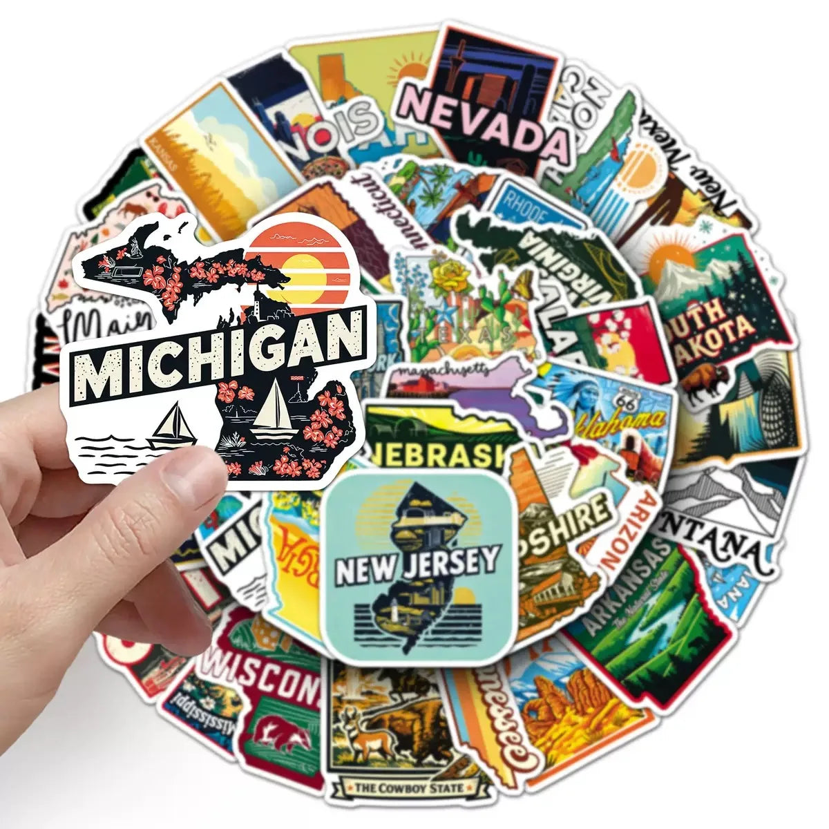 United States Travel City Map Stickers