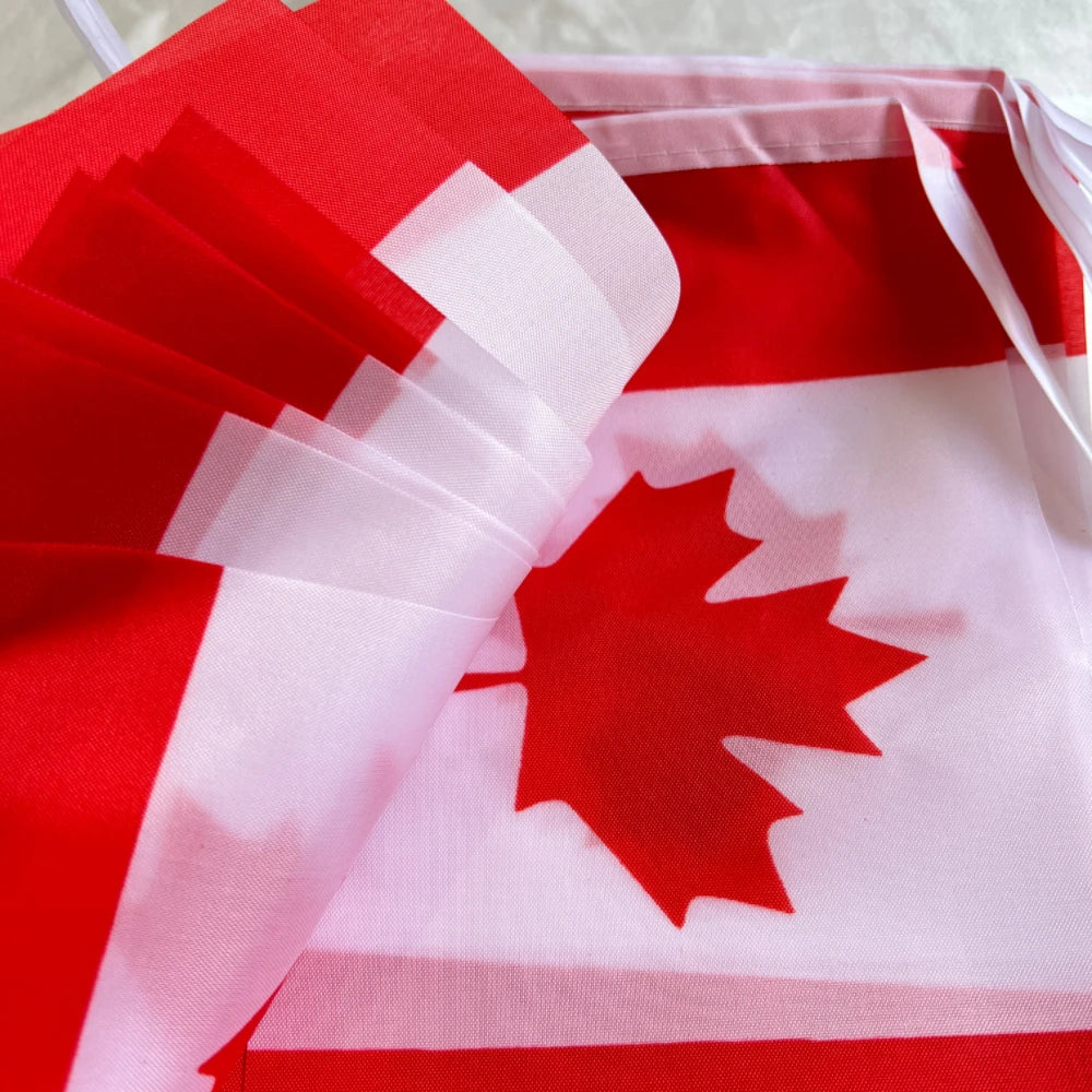 Canada  Flag 14x21cm Size 20 pieces National Flag Lines Hang On One Rope Canada Buntings  String Maple Banner Flags  Quality Pol
