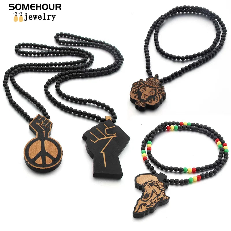 King Lion Africa Map Pendant Necklace