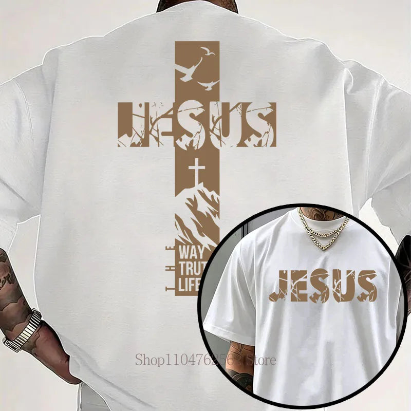 Jesus Cross Pattern Print T-shirts