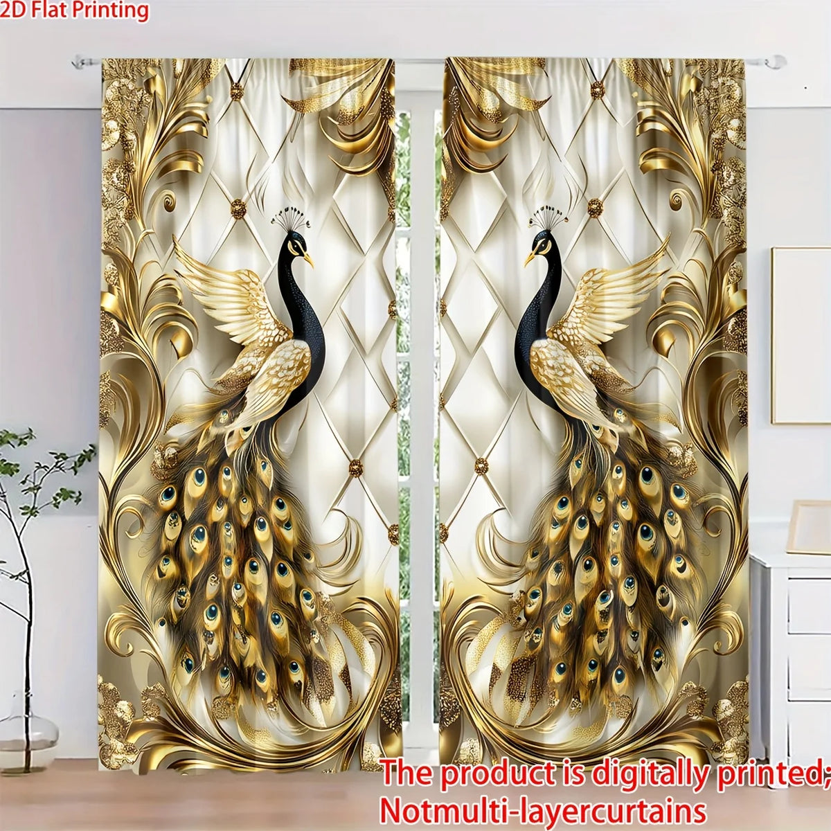 Gold Peacock Curtains