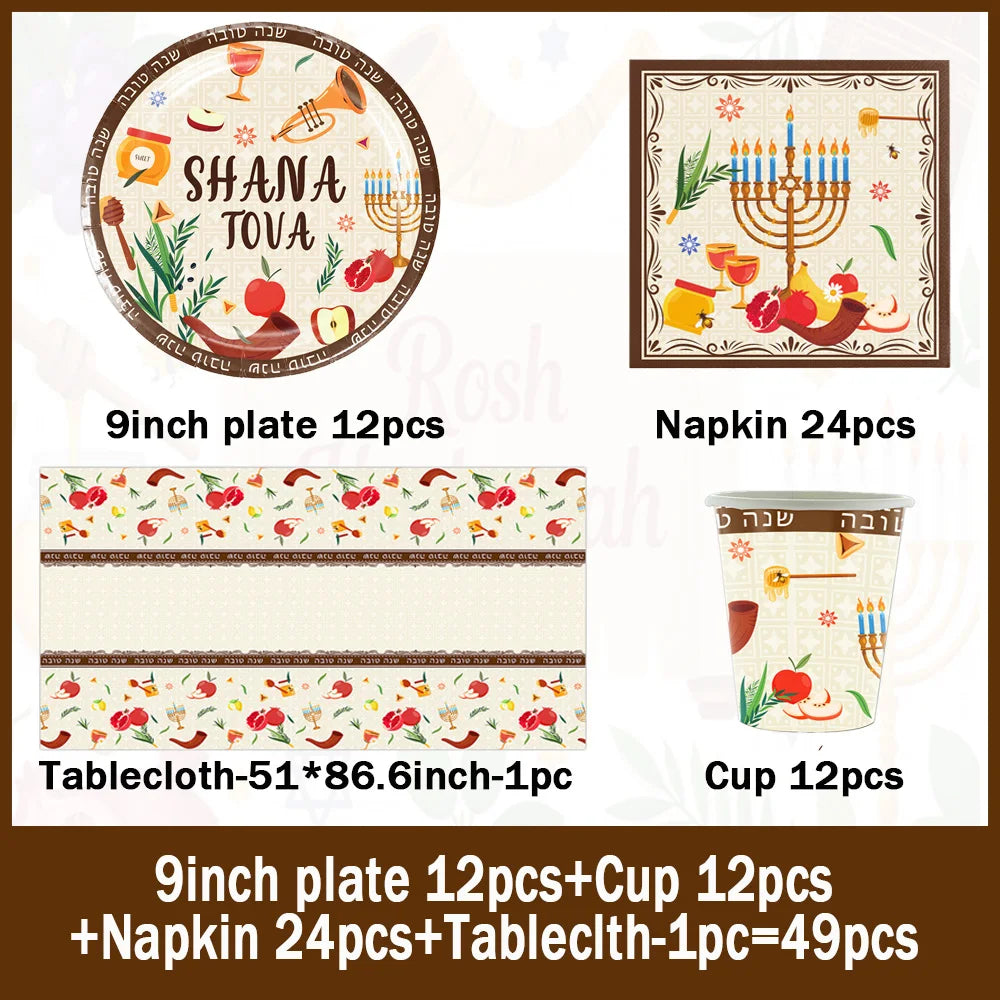 Jewish New Year Party Supplies Rosh Hashanah Tableware