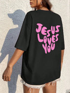 Jesus Loves Me Letter Female Cotton T-Shirts