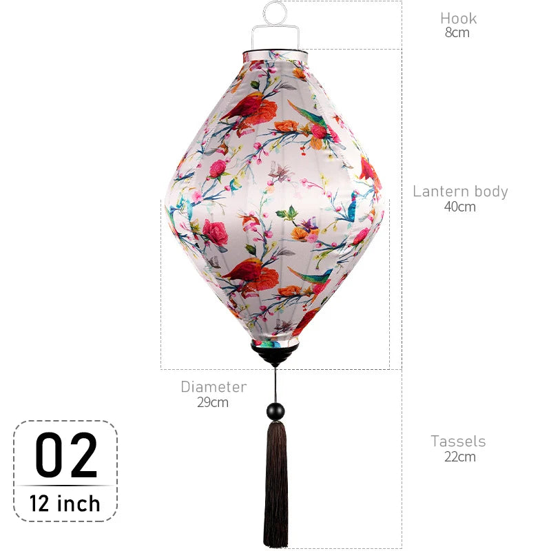 Chinese Floral Pattern Silk Lantern