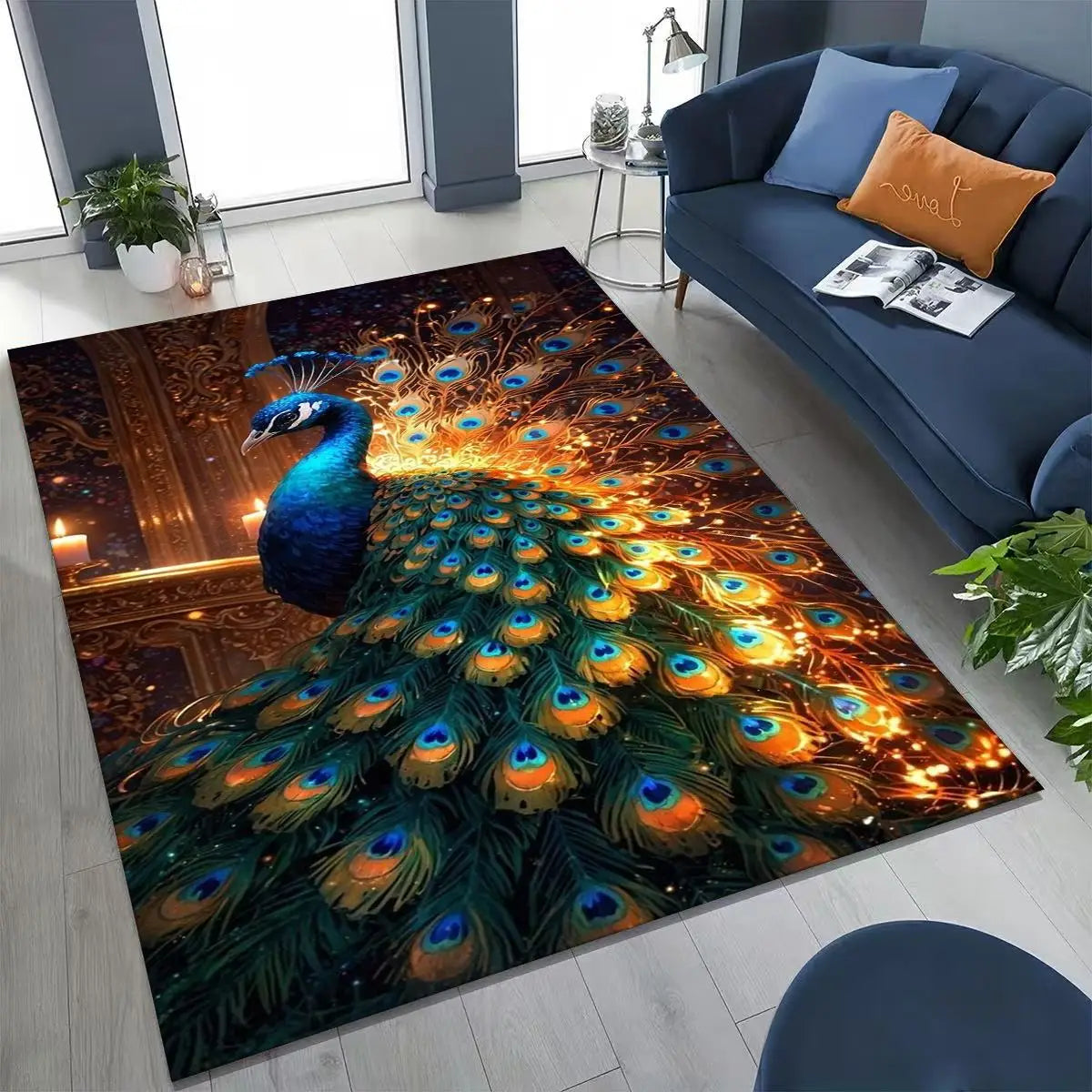 Colorful Peacock Birds Rug