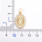 Virgin Mary Copper Zircon Gold Plated Pendant Necklace