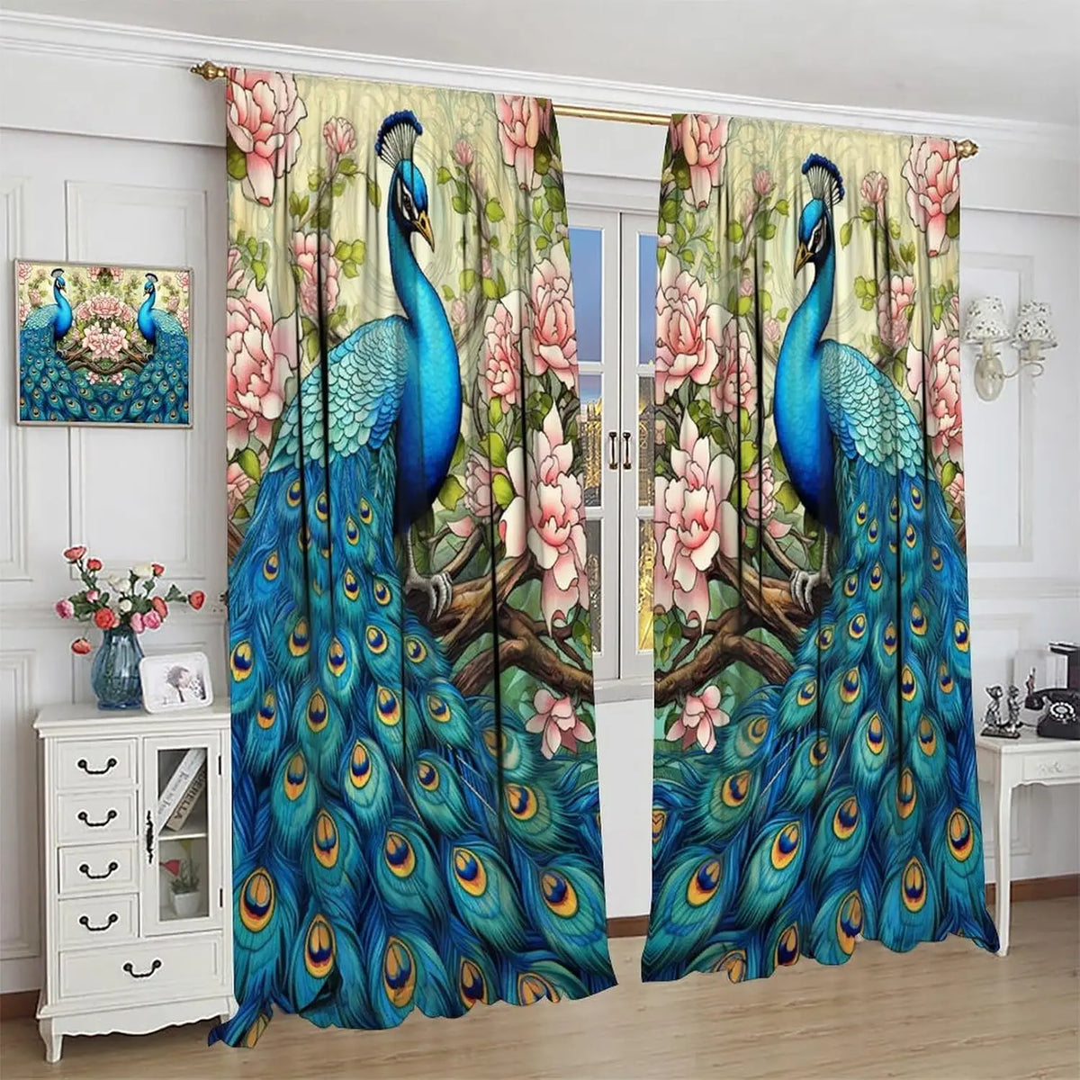 Peacock Curtains Set