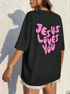 Jesus Loves Me Letter Female Cotton T-Shirts