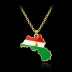 Colorful Kurdistan Map and Flag Pendant Necklace