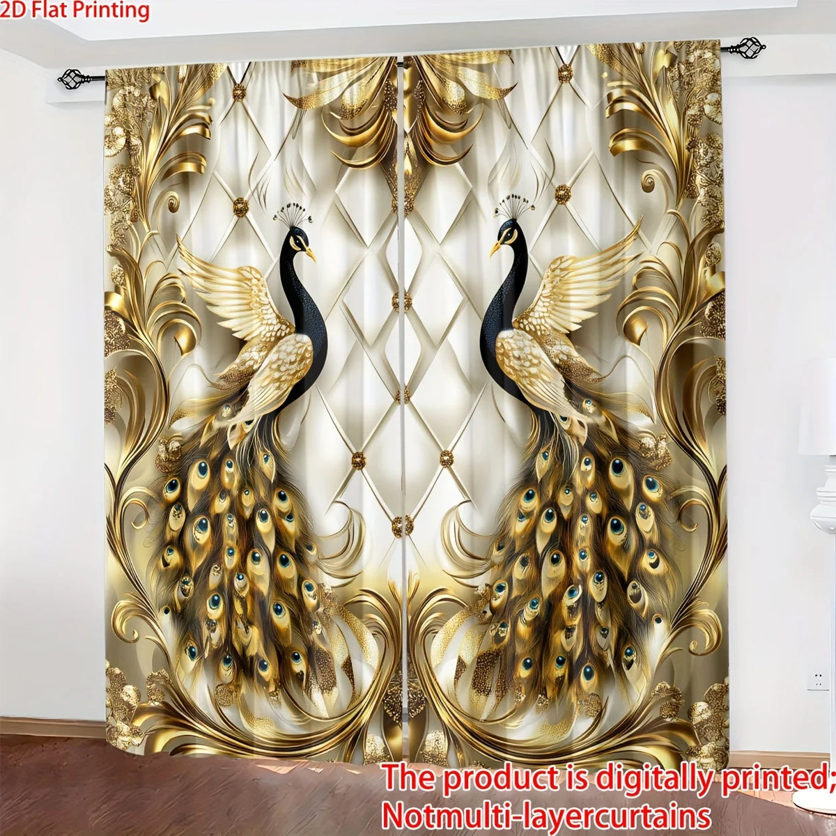 Gold Peacock Curtains